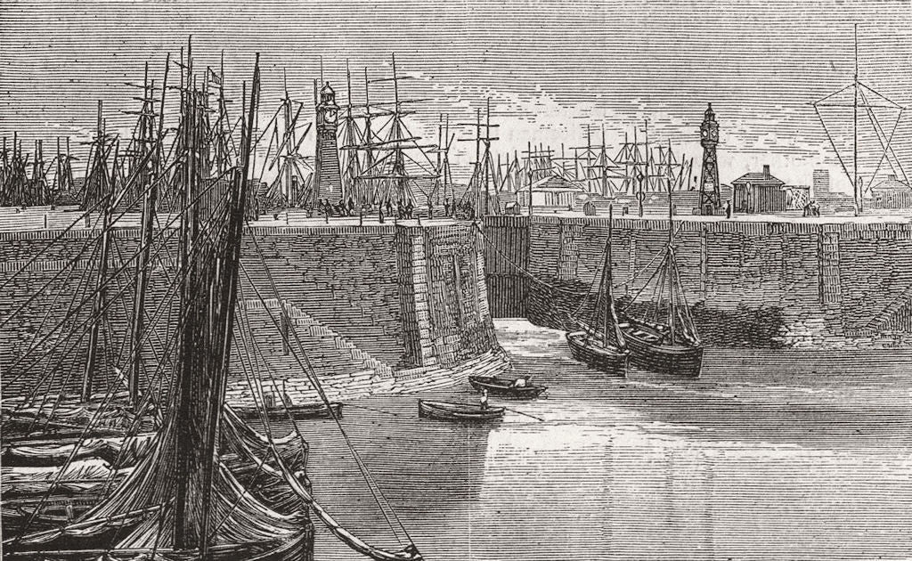 WALES. Entry to Bute Docks, Cardiff 1872 old antique vintage print picture